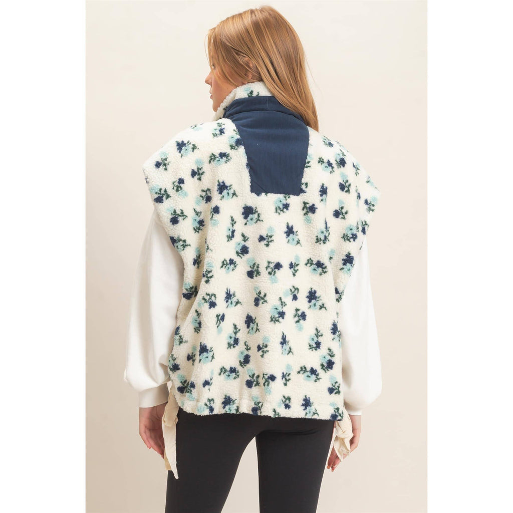 Floral Oversized Sherpa Vest