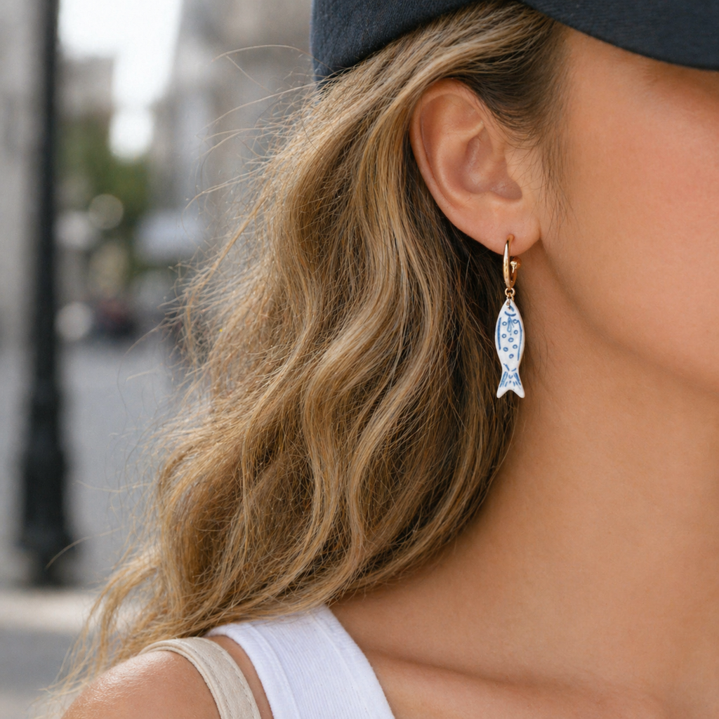 Harbor Blue Fish Dangle Earrings