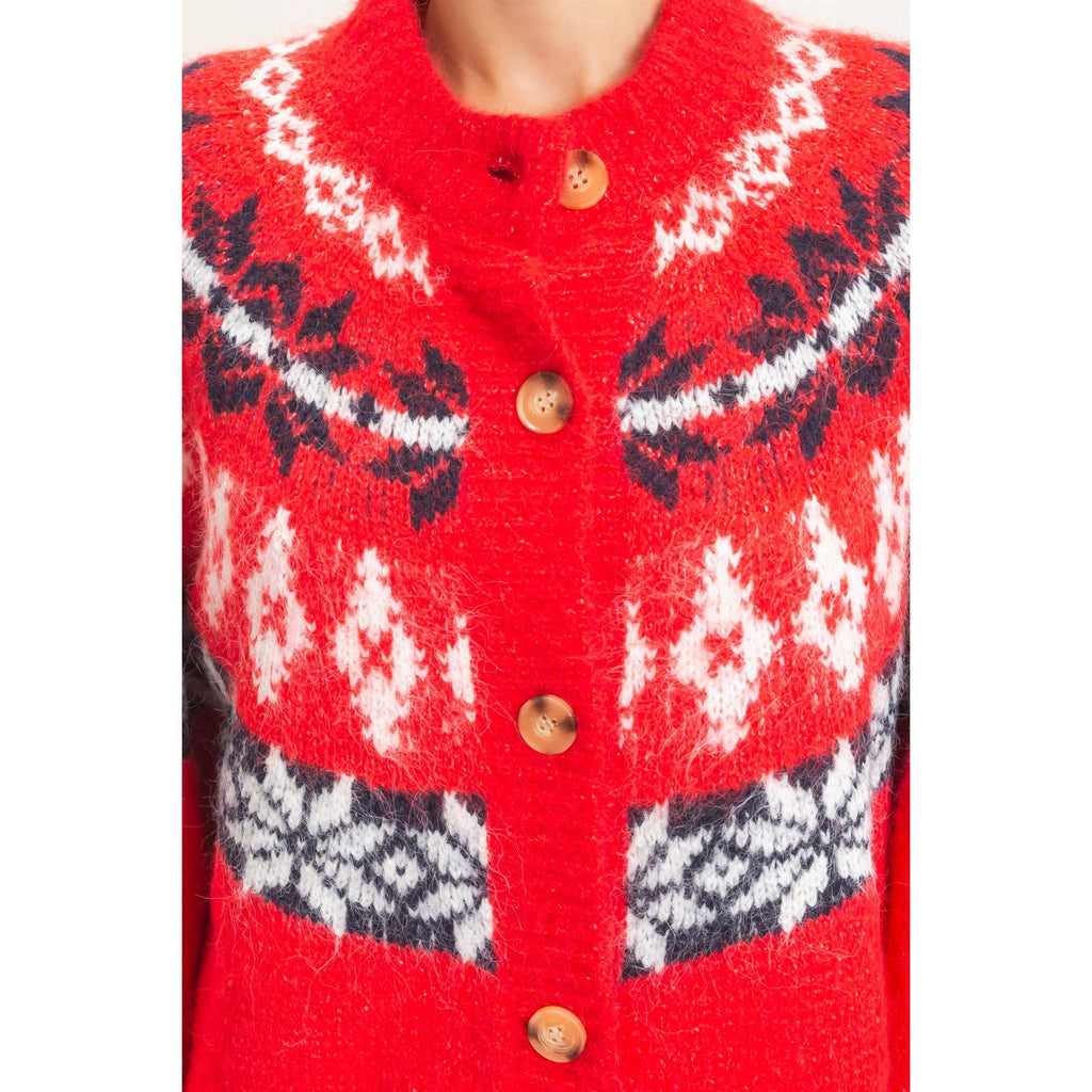 Fair Isle Button-Front Cardigan