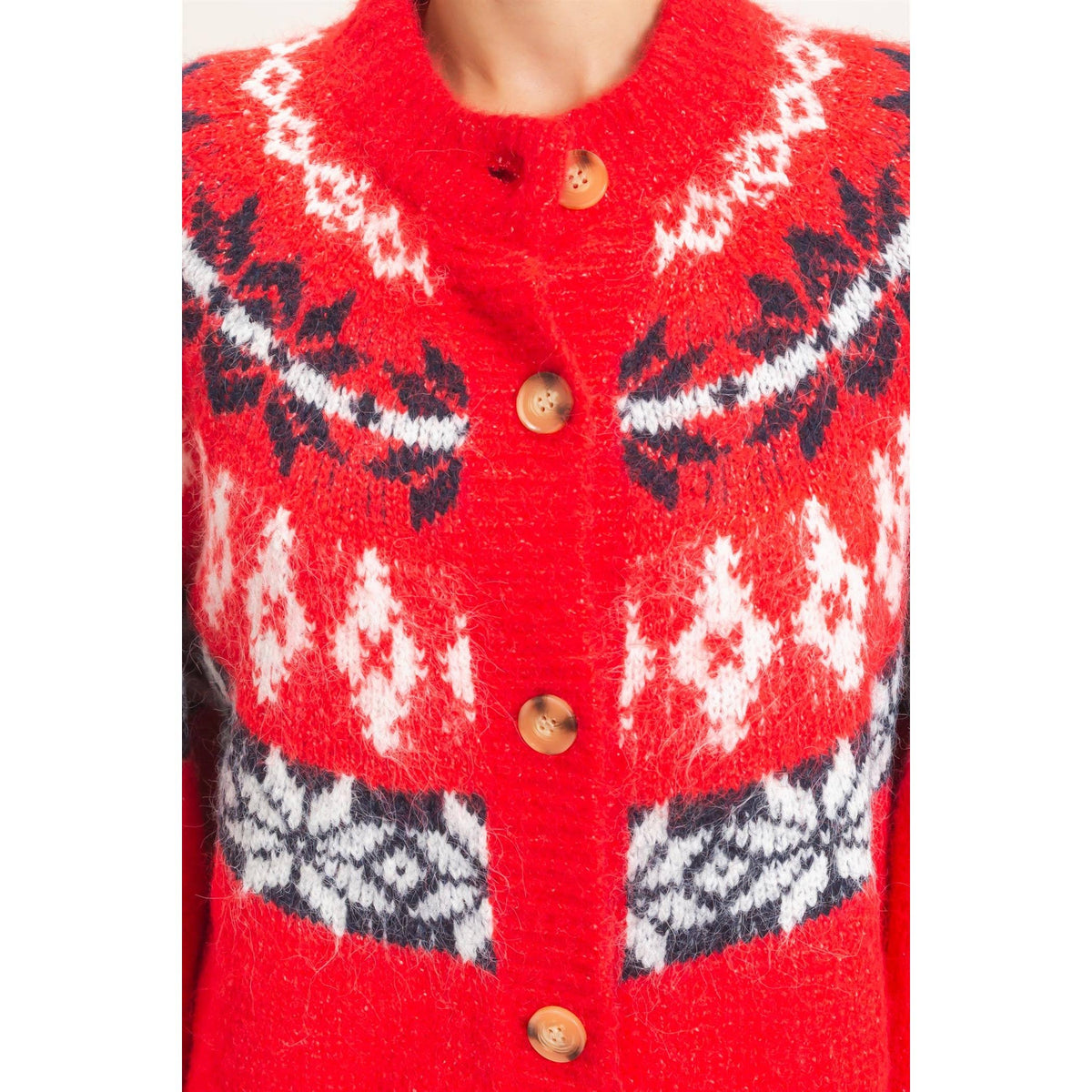 Fair Isle Button-Front Cardigan