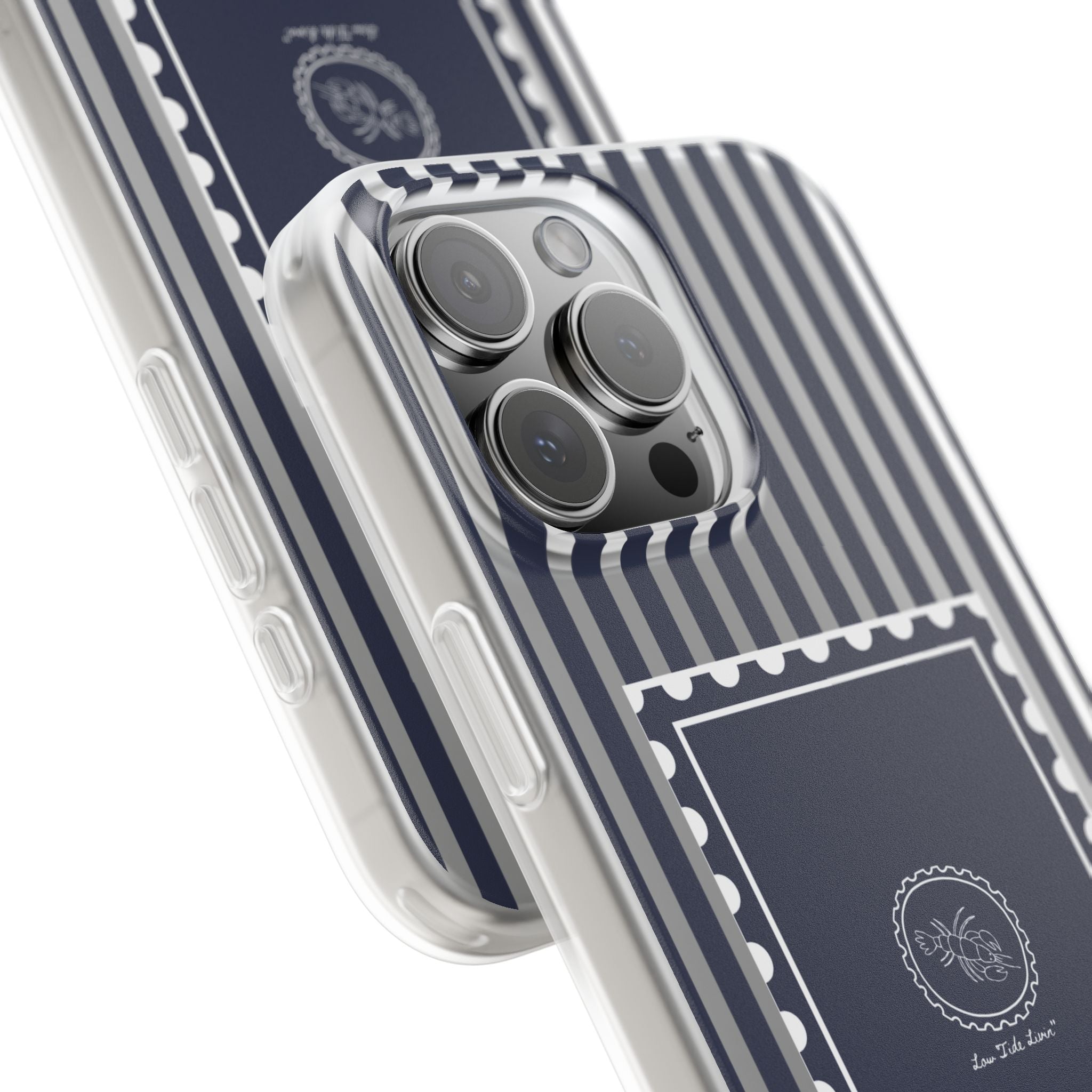 Stamped by the Sea- Navy Stripe phone case