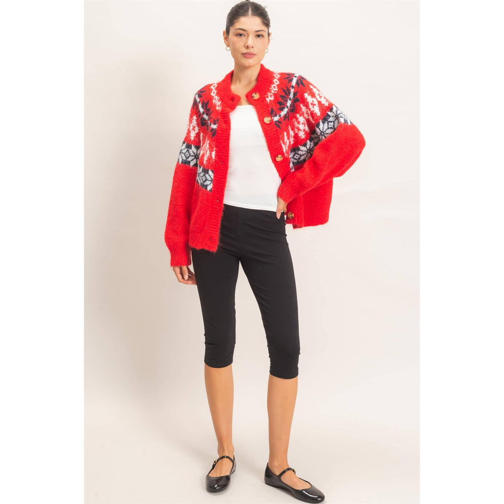 Fair Isle Button-Front Cardigan