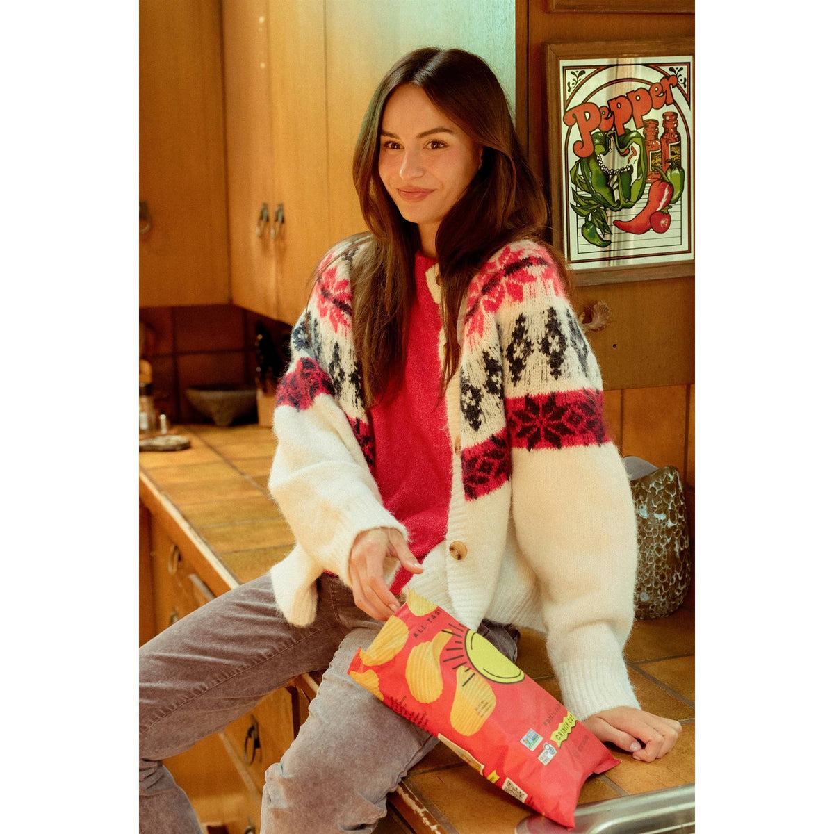 Fair Isle Button-Front Cardigan
