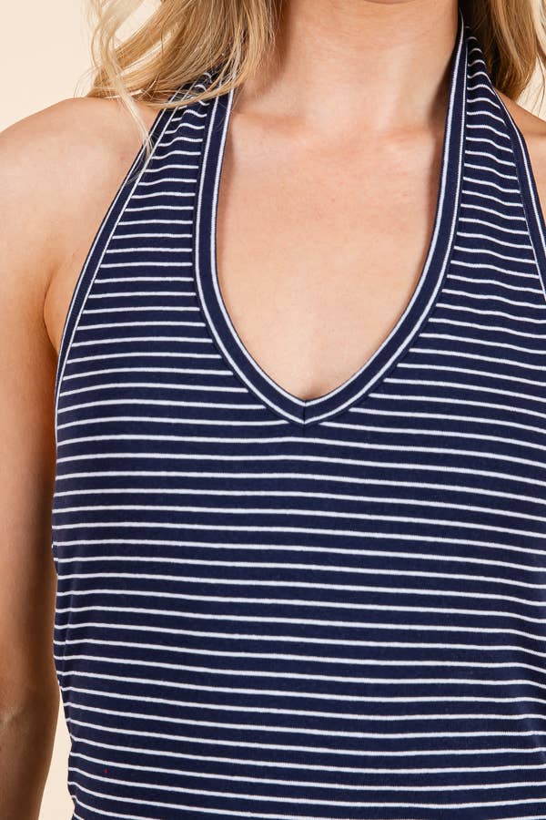 stripe halter tank