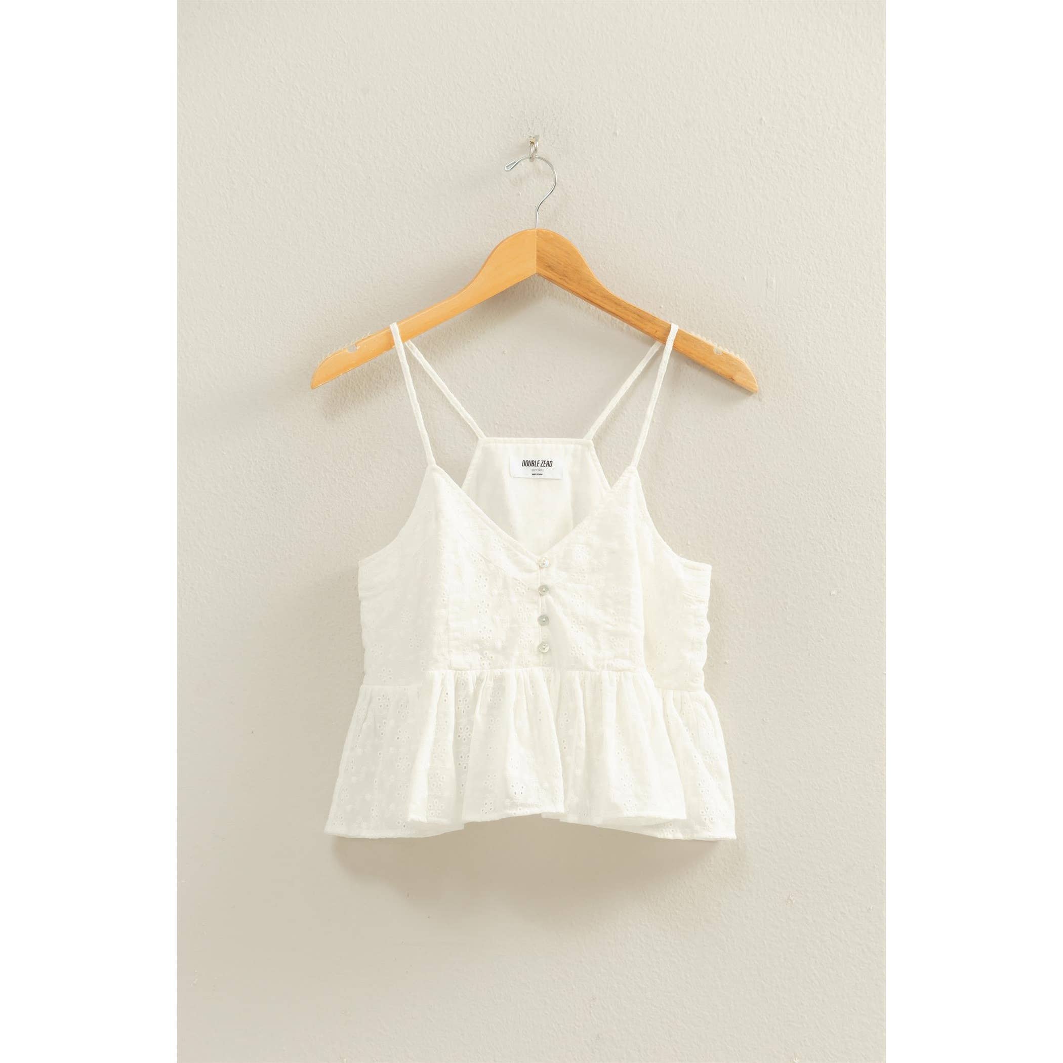 Eyelet Button Peplum Top