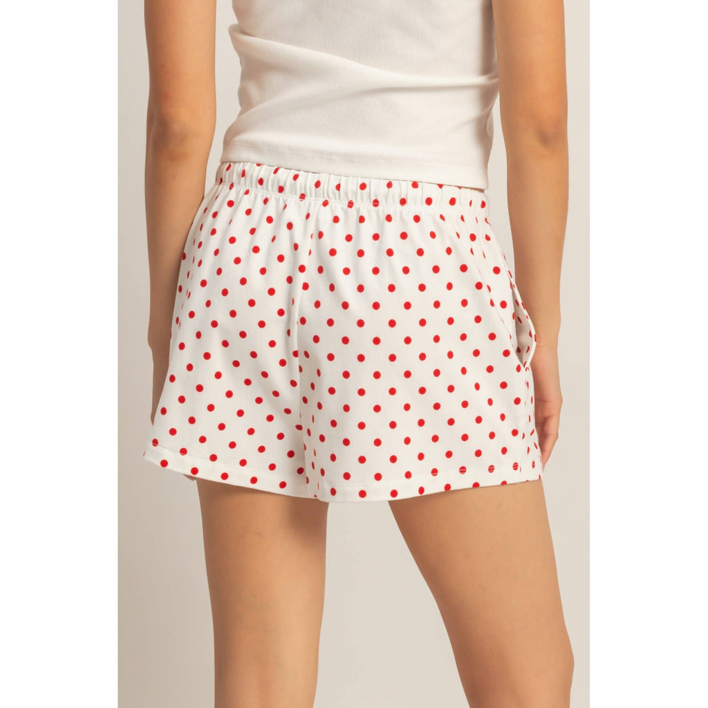 Red Polka Dot Drawstring Shorts