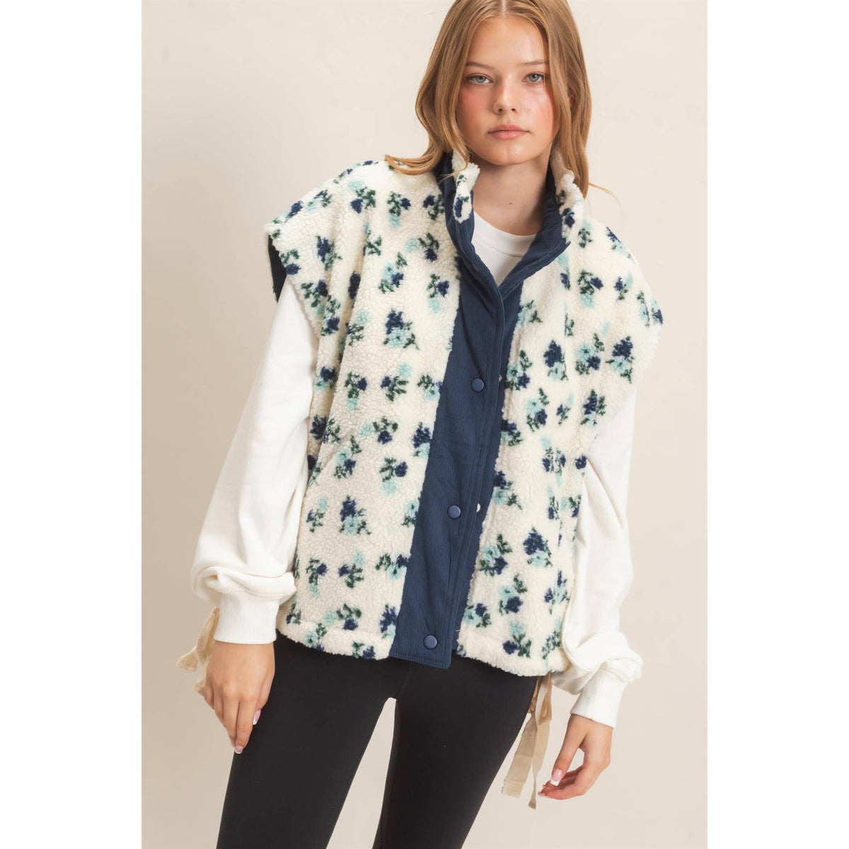 Floral Oversized Sherpa Vest