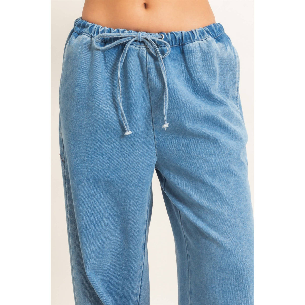 Drawstring Wide Leg Jeans