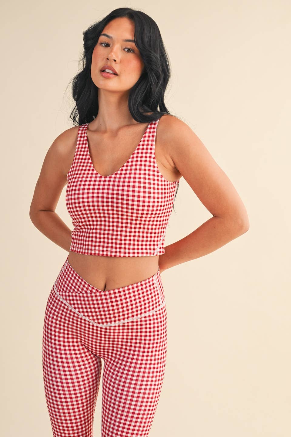 Red Gingham Cropped Tank Top