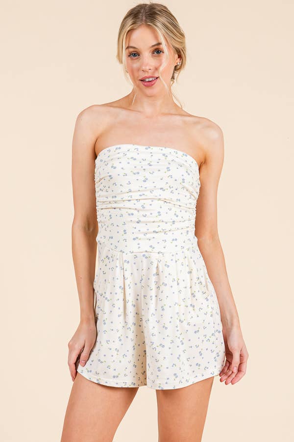 Floral strapless romper