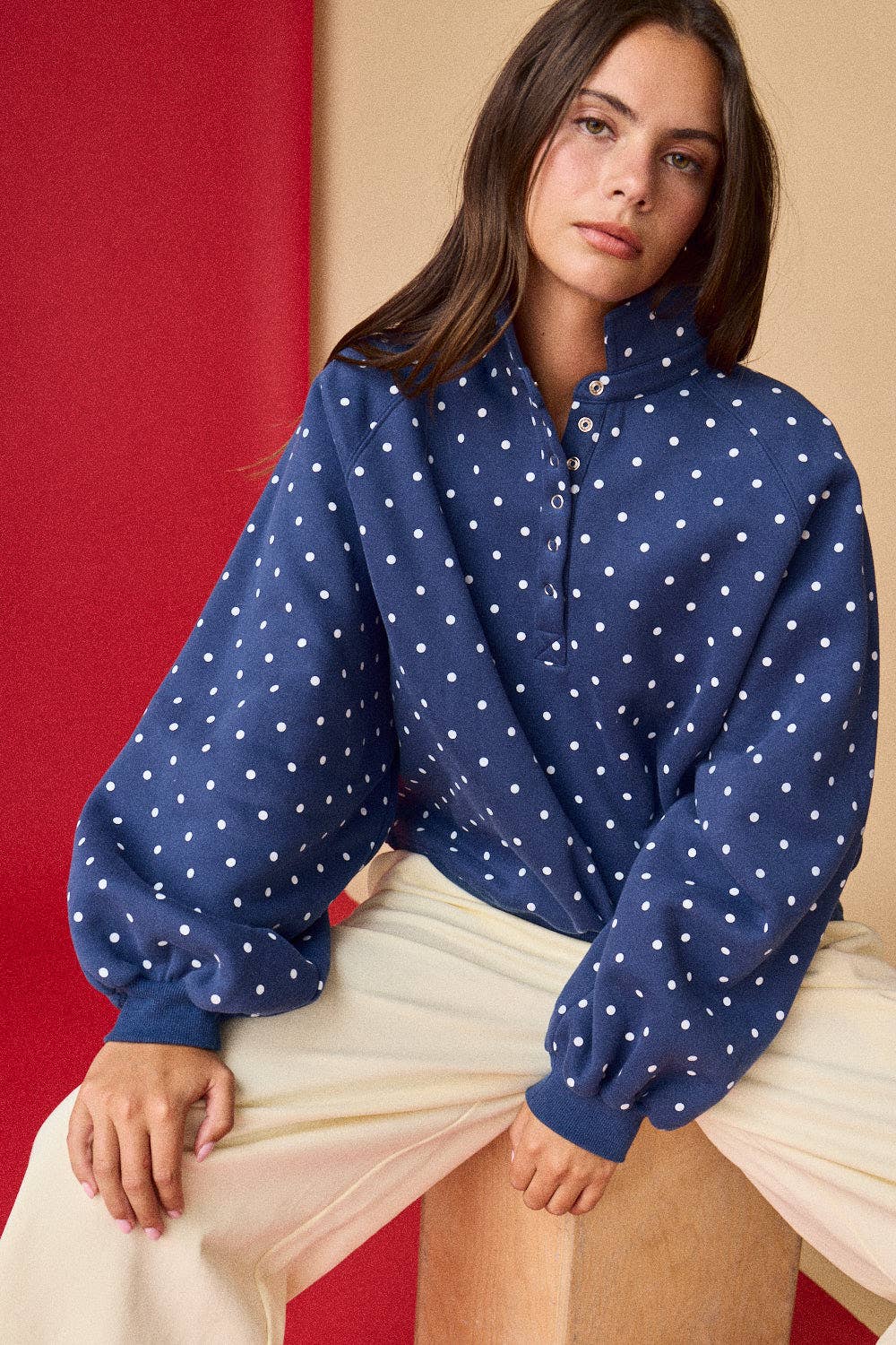 Polka Dot button up- Sky Blue