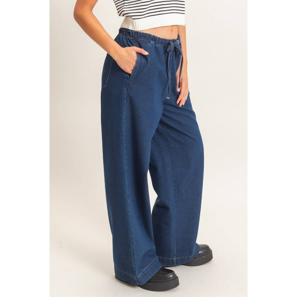 Drawstring Wide Leg Jeans