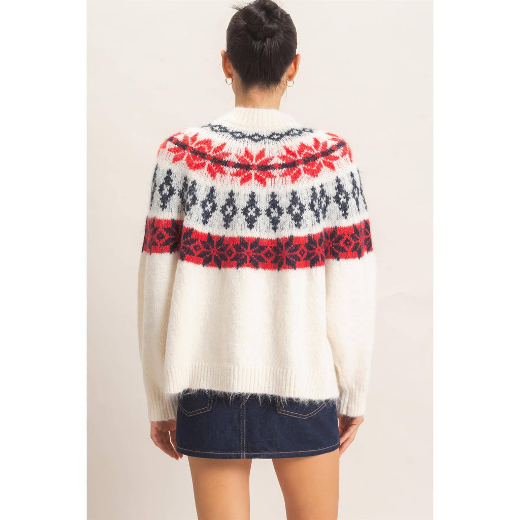 Fair Isle Button-Front Cardigan