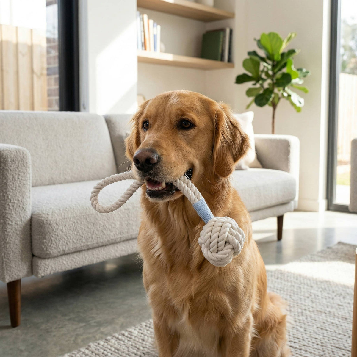 White and blue Dog Tug Toy