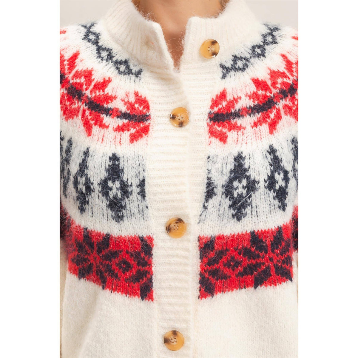 Fair Isle Button-Front Cardigan